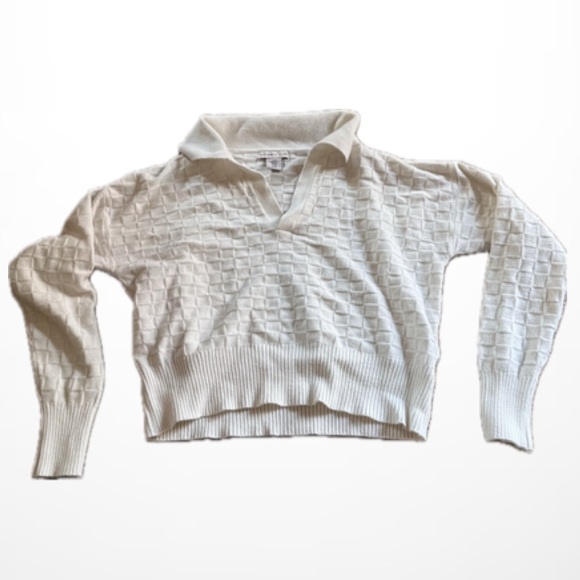 White Cropped Checkered Sweater - Picture 1 of 4